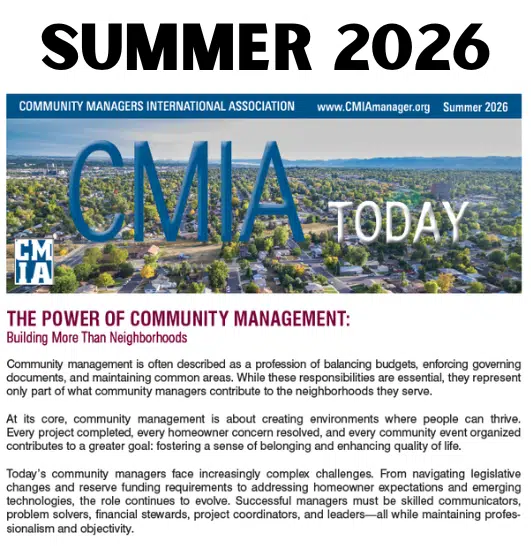 Aerial view of a suburban community — CMIA Today banner